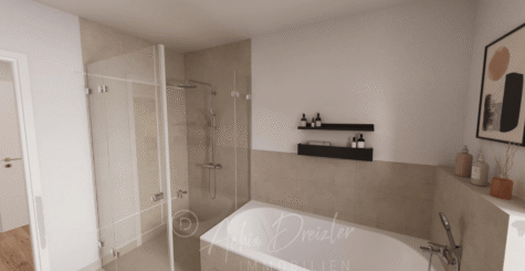 Neubau 3-Zimmer-Erdgeschoss-Wohnung in ruhiger Lage von Recke - Badezimmer (291241)