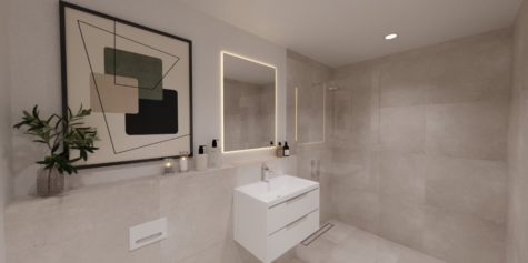 VERKAUFT / Neubau: Dachgeschoss 1-Zi-Apartment 08 in Münster Hiltrup - DREIZLER-Immobilien-Muenster-BV-Hiltrup_Bad-WaTi-Dusche-3-Zi-Whg (288959)