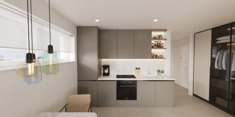 Neubau: 3-Zimmer-EG-Wohnung in Münster Hiltrup mit Terrasse Garten & PKW-Stellplatz - DREIZLER-Immobilien-Muenster-BV-Hiltrup_Kueche-Apartment (288365)