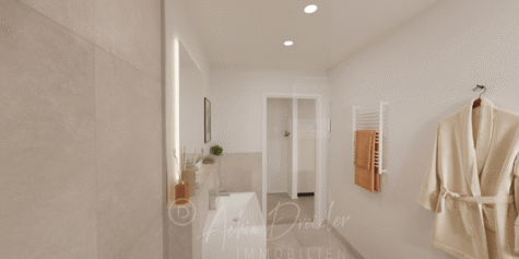 Gemütliche 3-Zimmer-EG-Wohnung im Neubau in Münster Hiltrup mit Terrasse Garten & PKW-Stellplatz - DREIZLER-Immobilien-Muenster-BV-Hiltrup_Bad-Waschtisch-Apartment (291158)