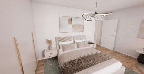 Helle Neubau 3-Zimmer-Erdgeschoss-Wohnung in ruhiger Lage von Recke - Schlafzimmer (291211)