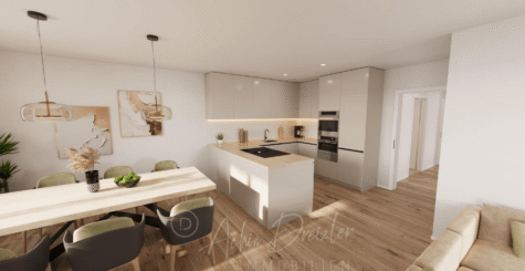 Neubau 2-Zimmer-Dachgeschoss-Wohnung in ruhiger Lage von Recke - Wohn-Ess-Küche (291314)